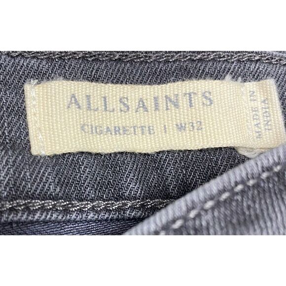 All Saints Grey Cigarette Button Fly Jeans Size 32 - Picture 4 of 6